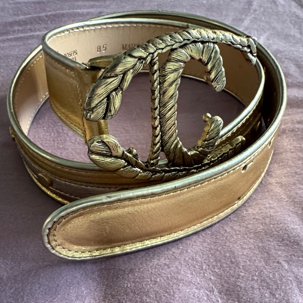 Just Cavalli Gold Belt with Ornate Buckle